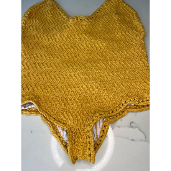 She Made Me crocheted one piece swimsuit yellow size SM - Picture 6 of 14